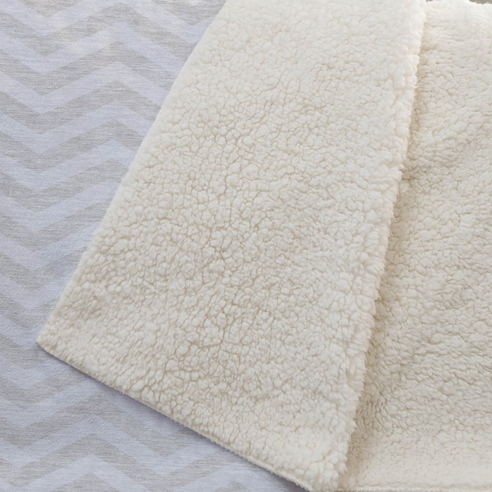 Premium Machine Washable ASB922 Ivory 50" x 70" Sherpa Throw Blanket. Picture 2