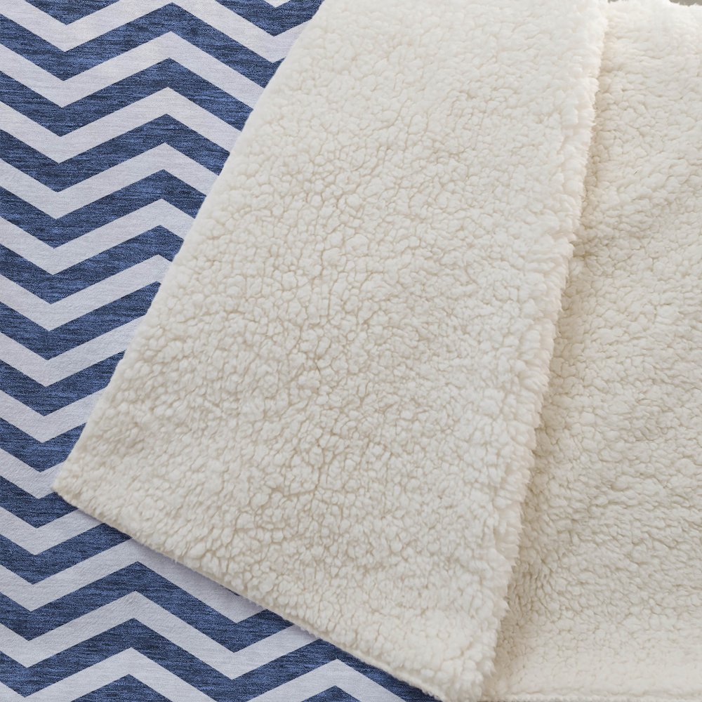Premium Machine Washable ASB922 Navy 50" x 70" Sherpa Throw Blanket. Picture 2