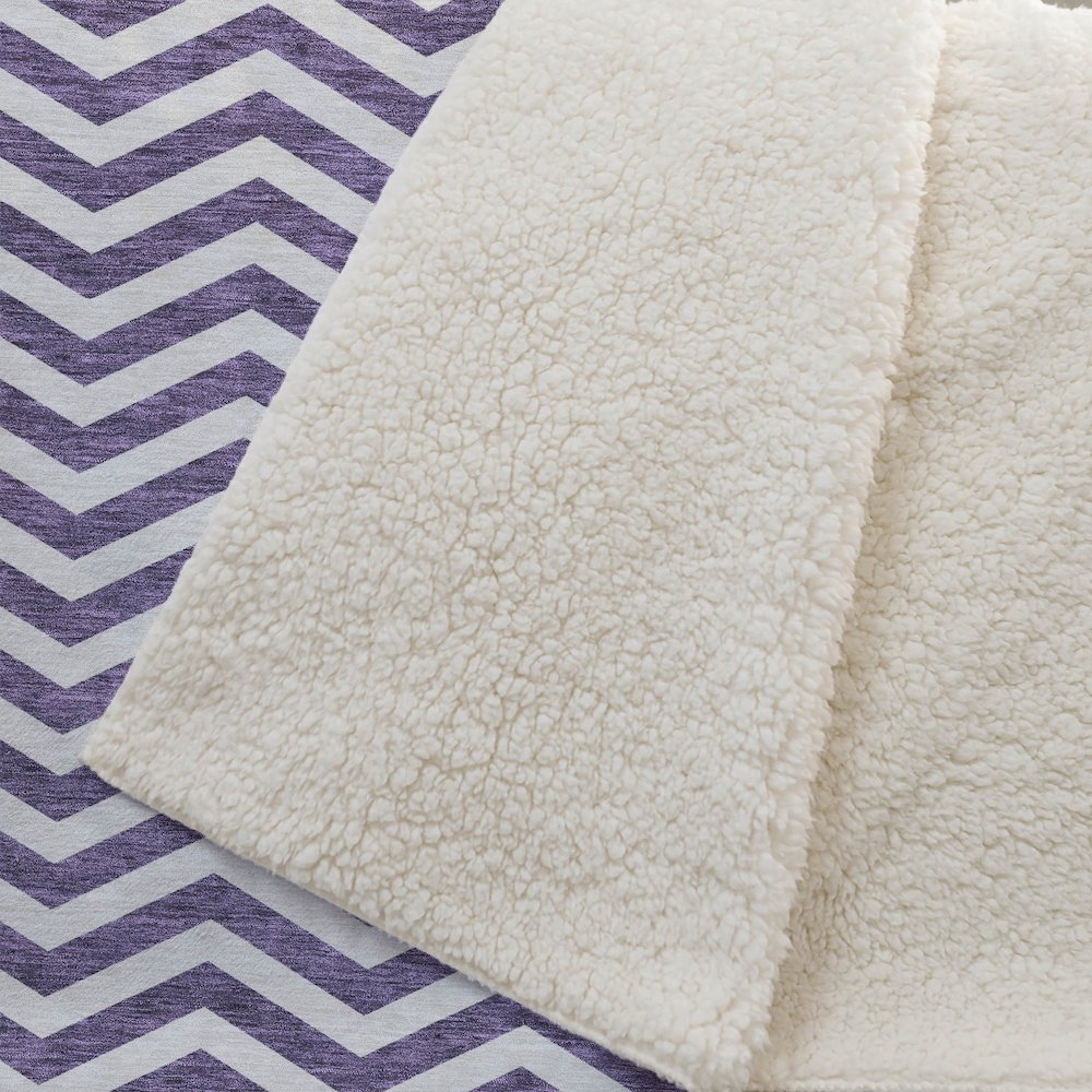 Premium Machine Washable ASB922 Purple 50" x 70" Sherpa Throw Blanket. Picture 2