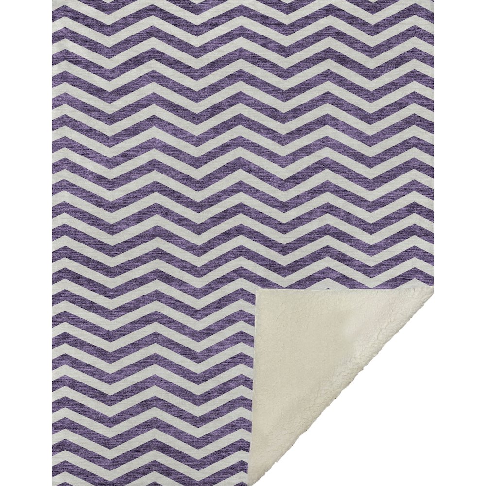 Premium Machine Washable ASB922 Purple 50" x 70" Sherpa Throw Blanket. Picture 1