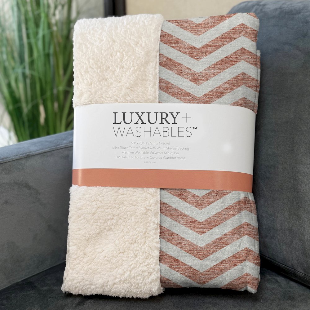 Premium Machine Washable ASB922 Salmon 50" x 70" Sherpa Throw Blanket. Picture 3