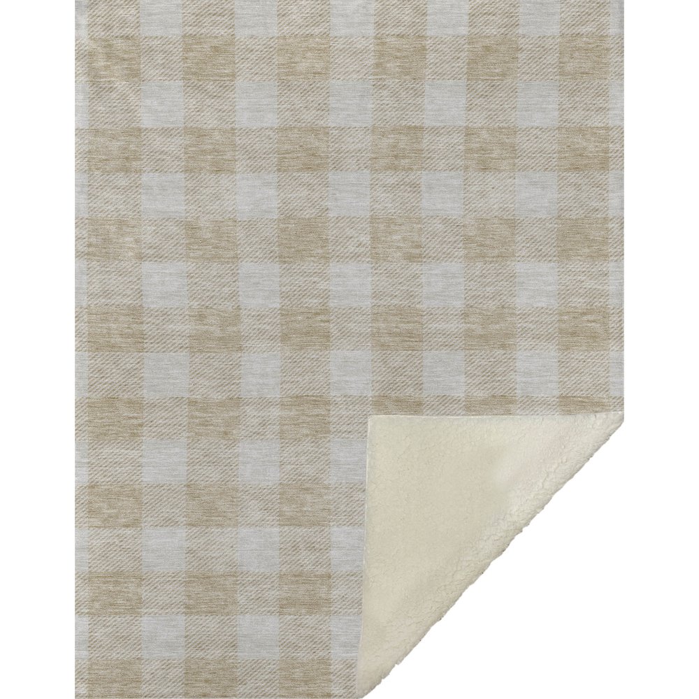 Premium Machine Washable ASB923 Beige 50" x 70" Sherpa Throw Blanket. Picture 1