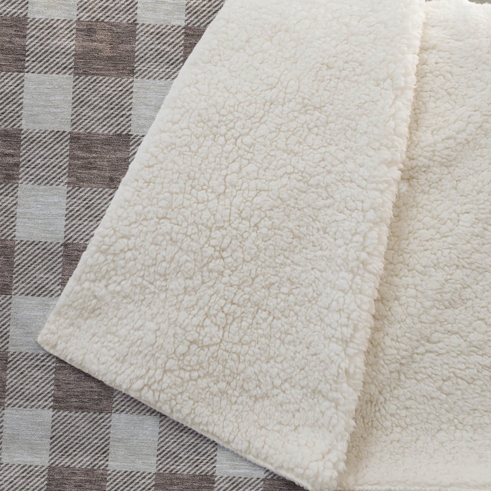 Premium Machine Washable ASB923 Brown 50" x 70" Sherpa Throw Blanket. Picture 2