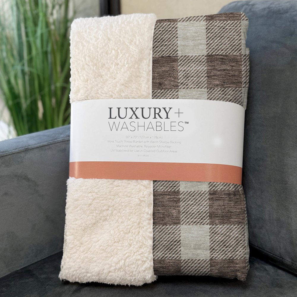 Premium Machine Washable ASB923 Brown 50" x 70" Sherpa Throw Blanket. Picture 3