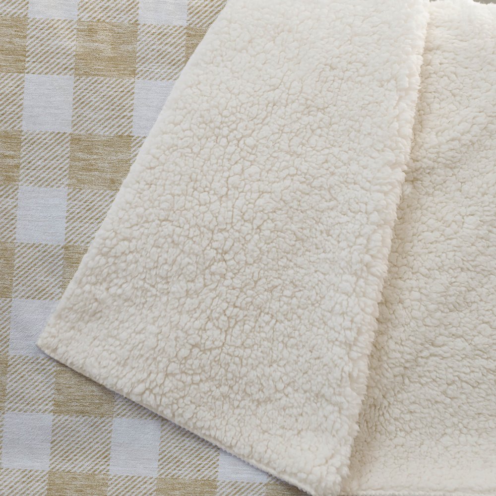 Premium Machine Washable ASB923 Gold 50" x 70" Sherpa Throw Blanket. Picture 2