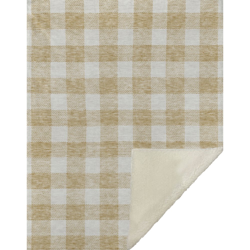 Premium Machine Washable ASB923 Gold 50" x 70" Sherpa Throw Blanket. Picture 1