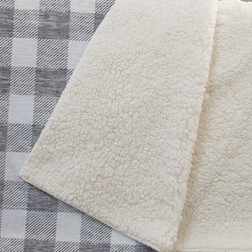 Premium Machine Washable ASB923 Gray 50" x 70" Sherpa Throw Blanket. Picture 2