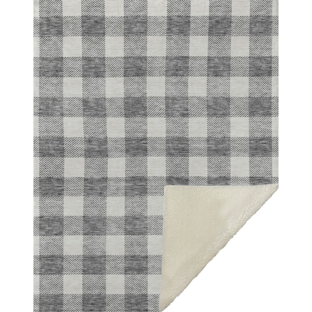 Premium Machine Washable ASB923 Gray 50" x 70" Sherpa Throw Blanket. Picture 1