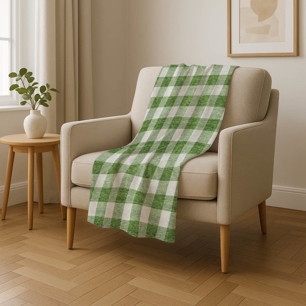 Premium Machine Washable ASB923 Green 50" x 70" Sherpa Throw Blanket. Picture 4