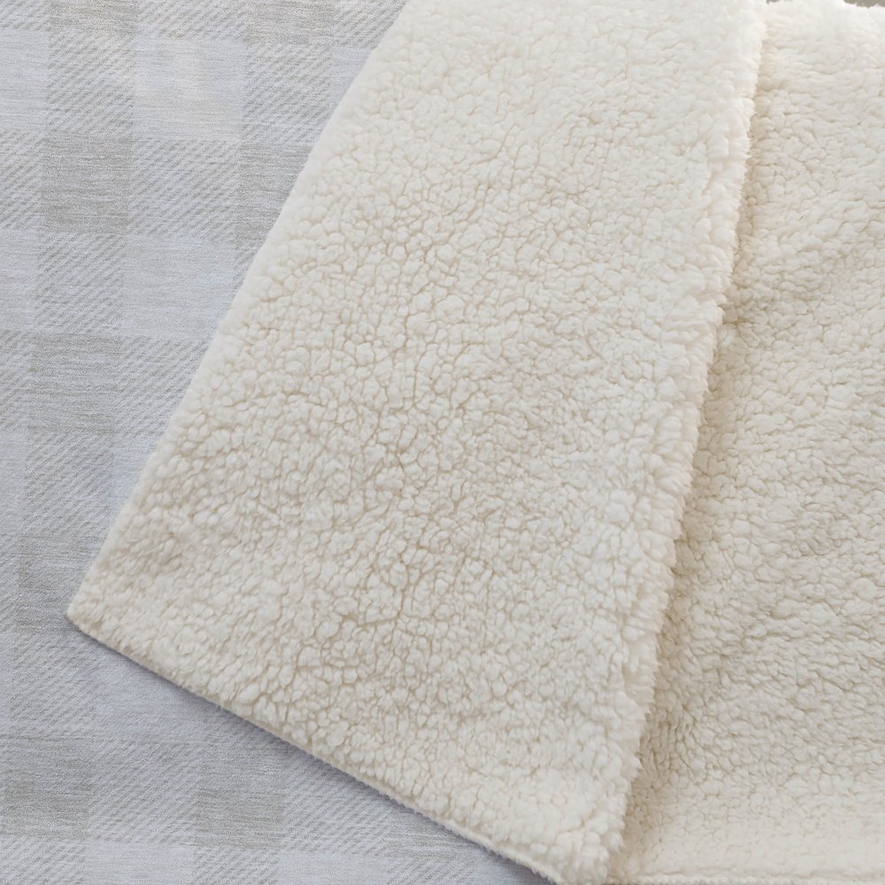 Premium Machine Washable ASB923 Ivory 50" x 70" Sherpa Throw Blanket. Picture 2