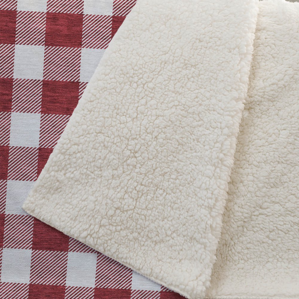 Premium Machine Washable ASB923 Red 50" x 70" Sherpa Throw Blanket. Picture 2