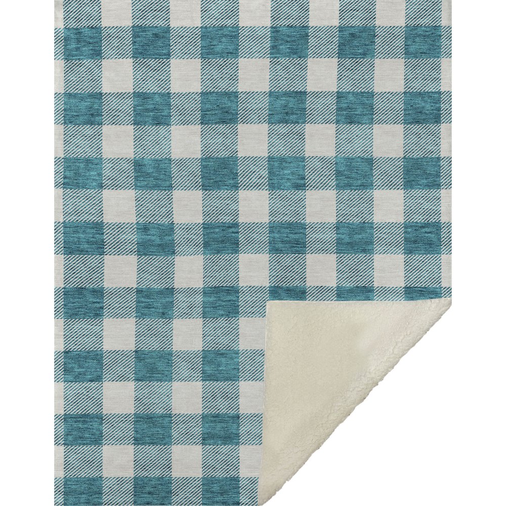 Premium Machine Washable ASB923 Teal 50" x 70" Sherpa Throw Blanket. Picture 1