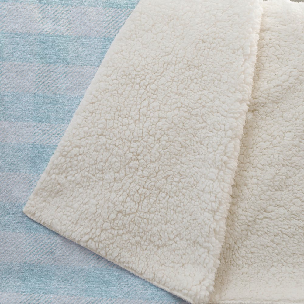 Premium Machine Washable ASB924 Aqua 50" x 70" Sherpa Throw Blanket. Picture 2