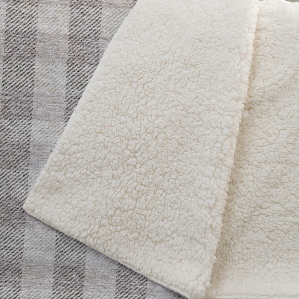 Premium Machine Washable ASB924 Beige 50" x 70" Sherpa Throw Blanket. Picture 2