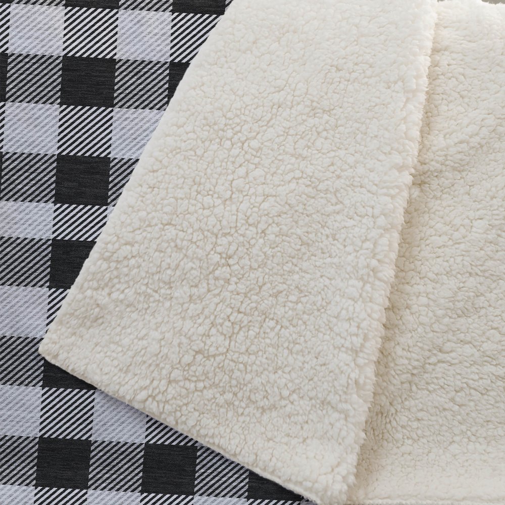 Premium Machine Washable ASB924 Black 50" x 70" Sherpa Throw Blanket. Picture 2
