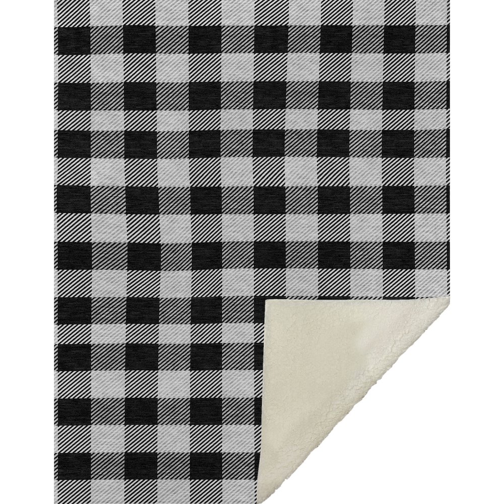 Premium Machine Washable ASB924 Black 50" x 70" Sherpa Throw Blanket. Picture 1