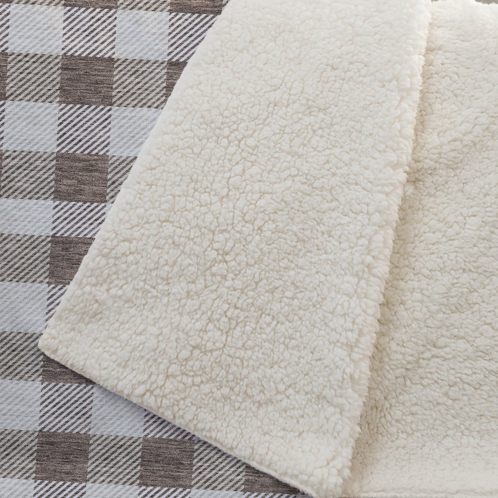 Premium Machine Washable ASB924 Brown 50" x 70" Sherpa Throw Blanket. Picture 2