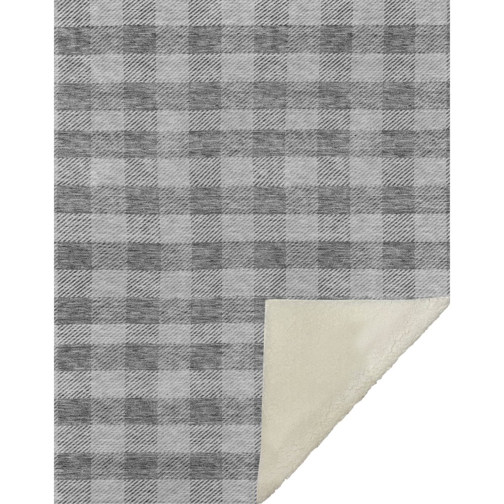 Premium Machine Washable ASB924 Gray 50" x 70" Sherpa Throw Blanket. Picture 1