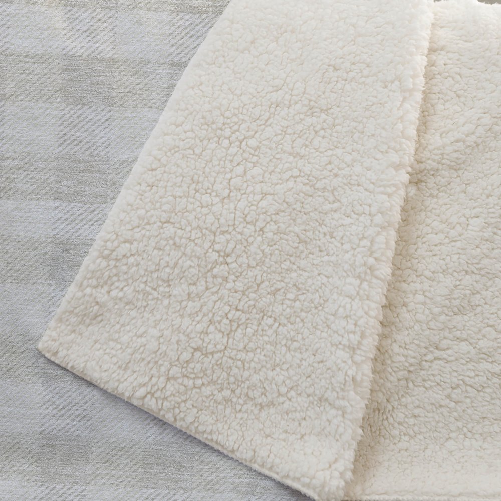 Premium Machine Washable ASB924 Ivory 50" x 70" Sherpa Throw Blanket. Picture 2