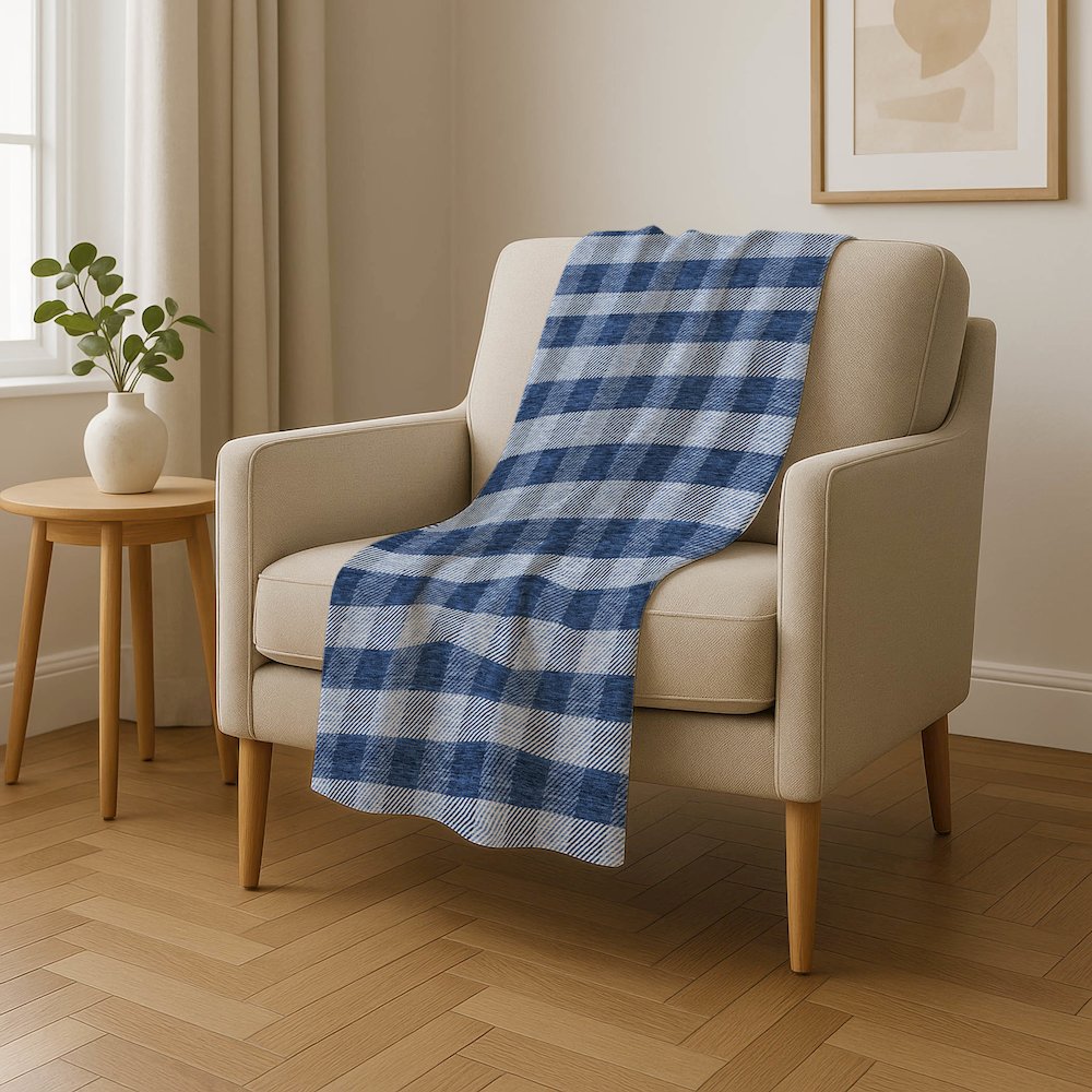 Premium Machine Washable ASB924 Navy 50" x 70" Sherpa Throw Blanket. Picture 4