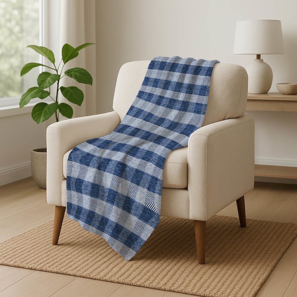 Premium Machine Washable ASB924 Navy 50" x 70" Sherpa Throw Blanket. Picture 5