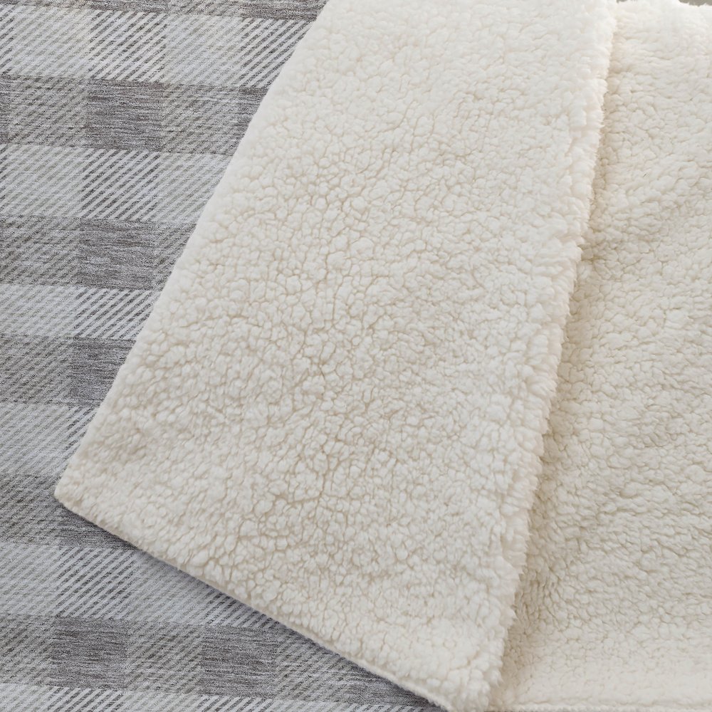 Premium Machine Washable ASB924 Taupe 50" x 70" Sherpa Throw Blanket. Picture 2