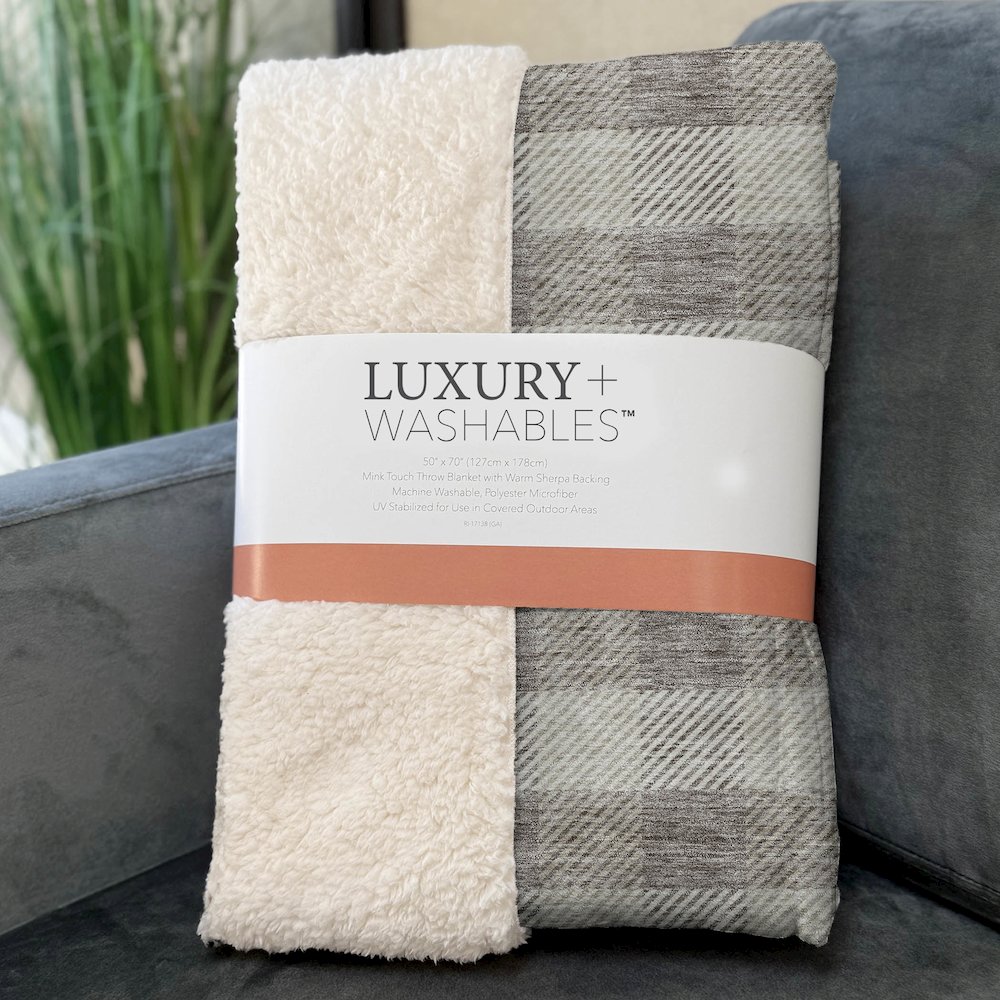 Premium Machine Washable ASB924 Taupe 50" x 70" Sherpa Throw Blanket. Picture 3