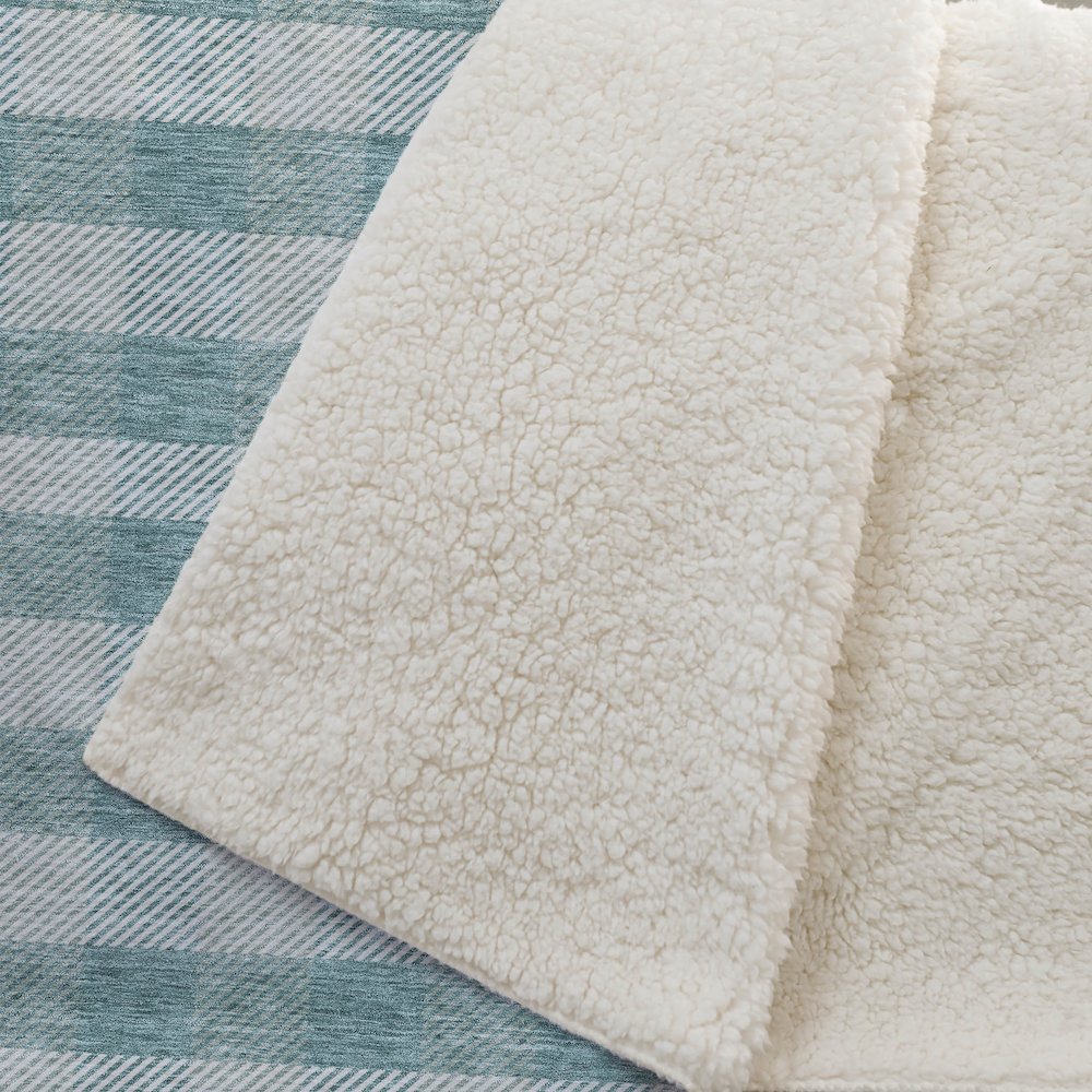Premium Machine Washable ASB924 Teal 50" x 70" Sherpa Throw Blanket. Picture 2