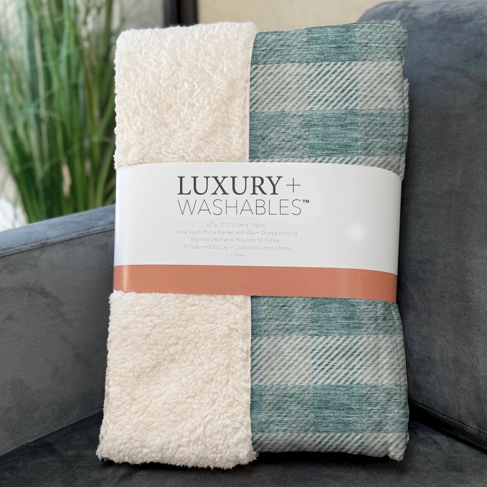 Premium Machine Washable ASB924 Teal 50" x 70" Sherpa Throw Blanket. Picture 3