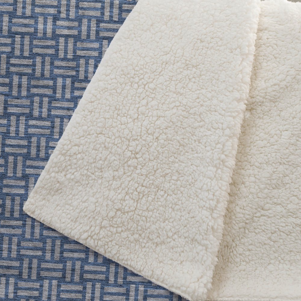 Premium Machine Washable ASB925 Blue 50" x 70" Sherpa Throw Blanket. Picture 2