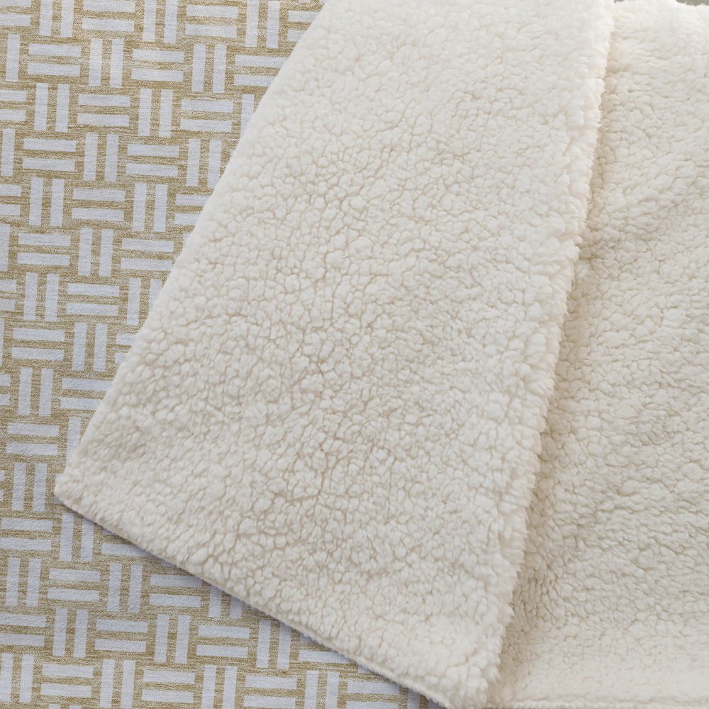 Premium Machine Washable ASB925 Gold 50" x 70" Sherpa Throw Blanket. Picture 2