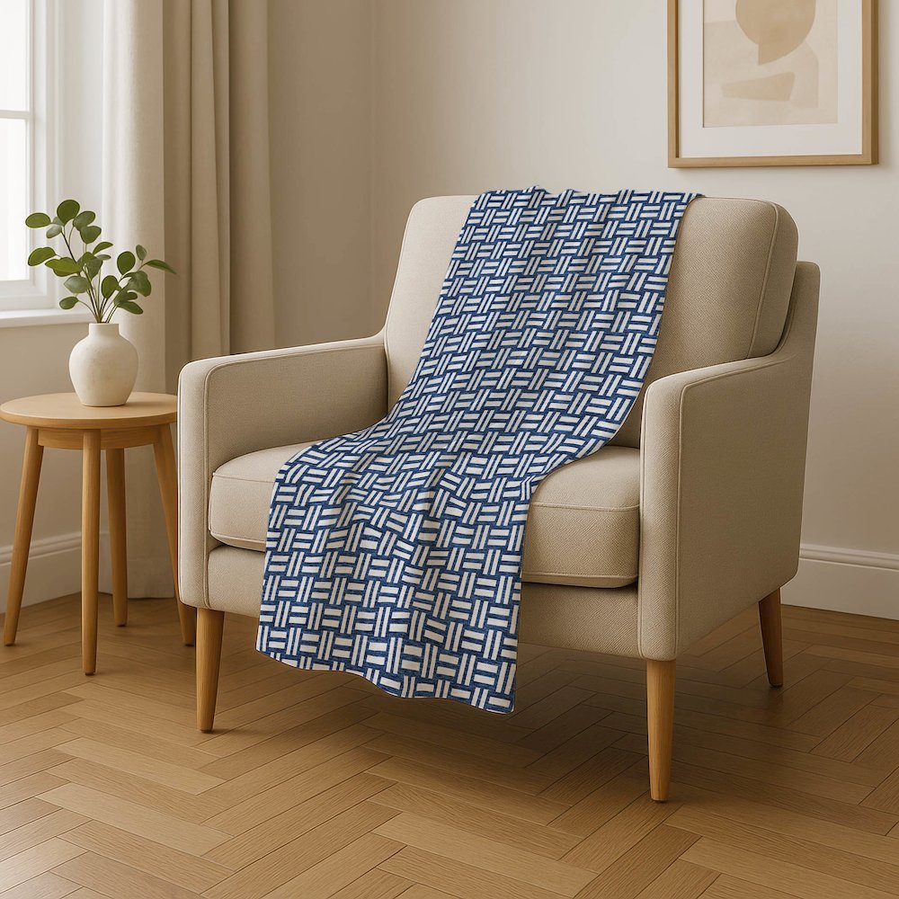 Premium Machine Washable ASB925 Navy 50" x 70" Sherpa Throw Blanket. Picture 4