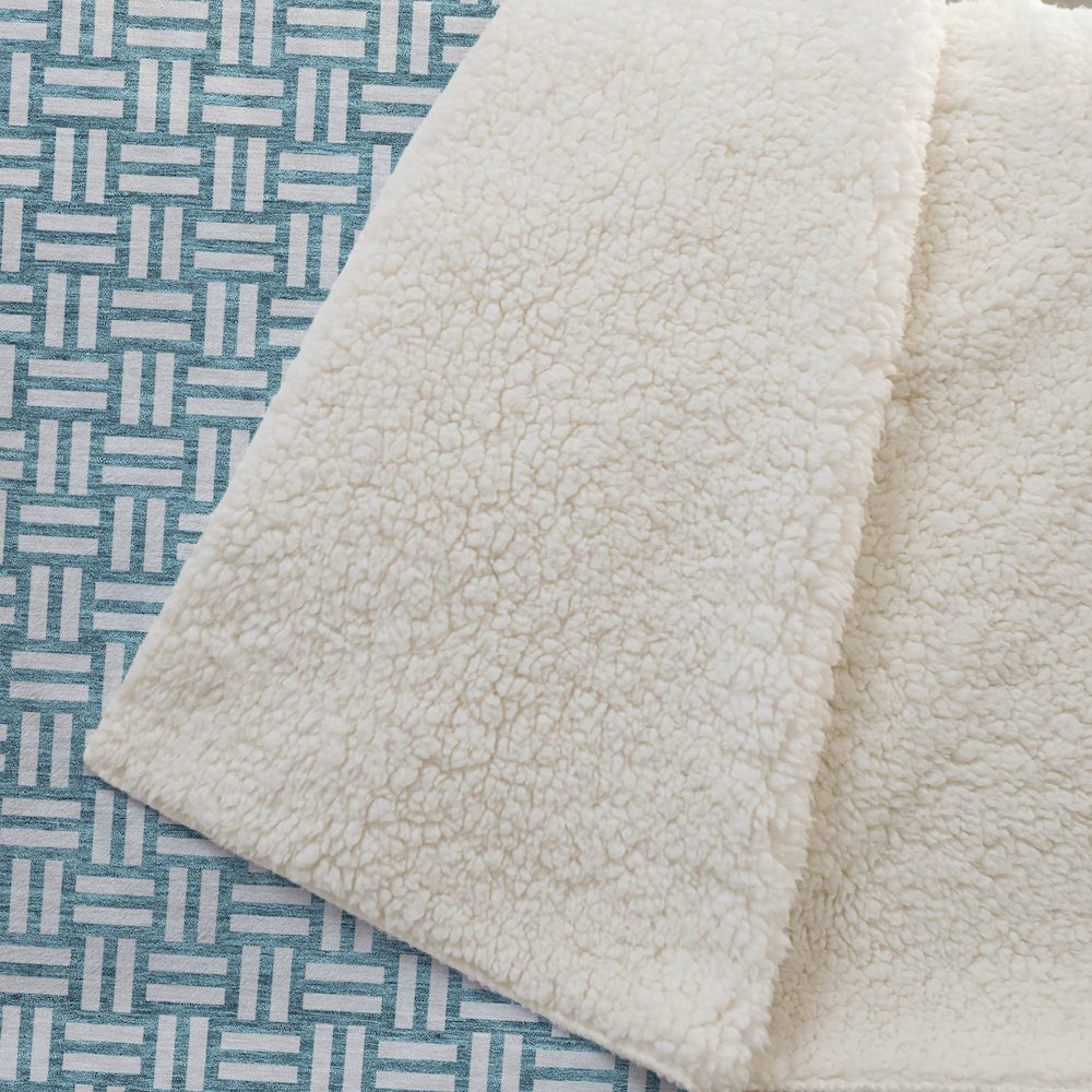 Premium Machine Washable ASB925 Teal 50" x 70" Sherpa Throw Blanket. Picture 2