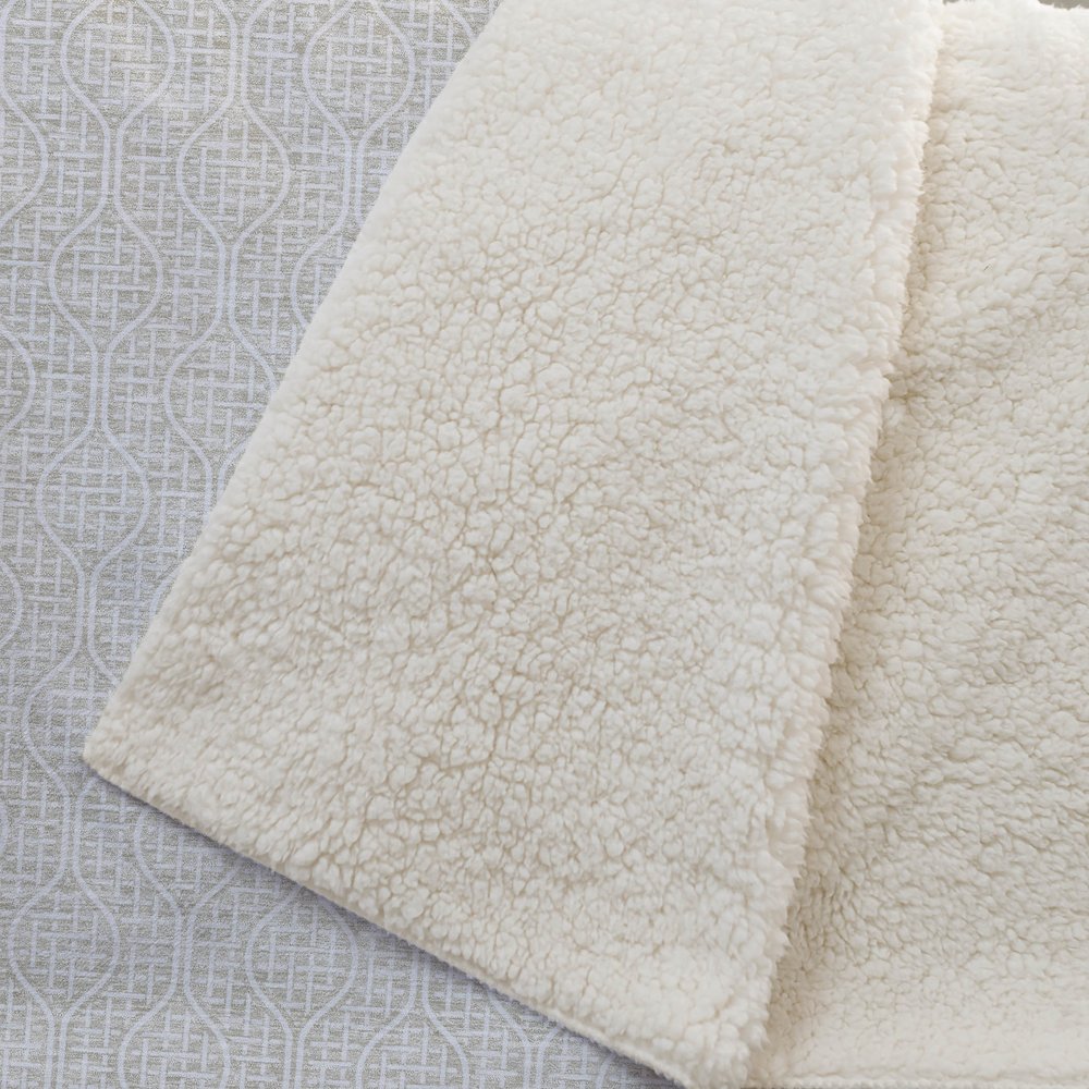 Premium Machine Washable ASB926 Beige 50" x 70" Sherpa Throw Blanket. Picture 2