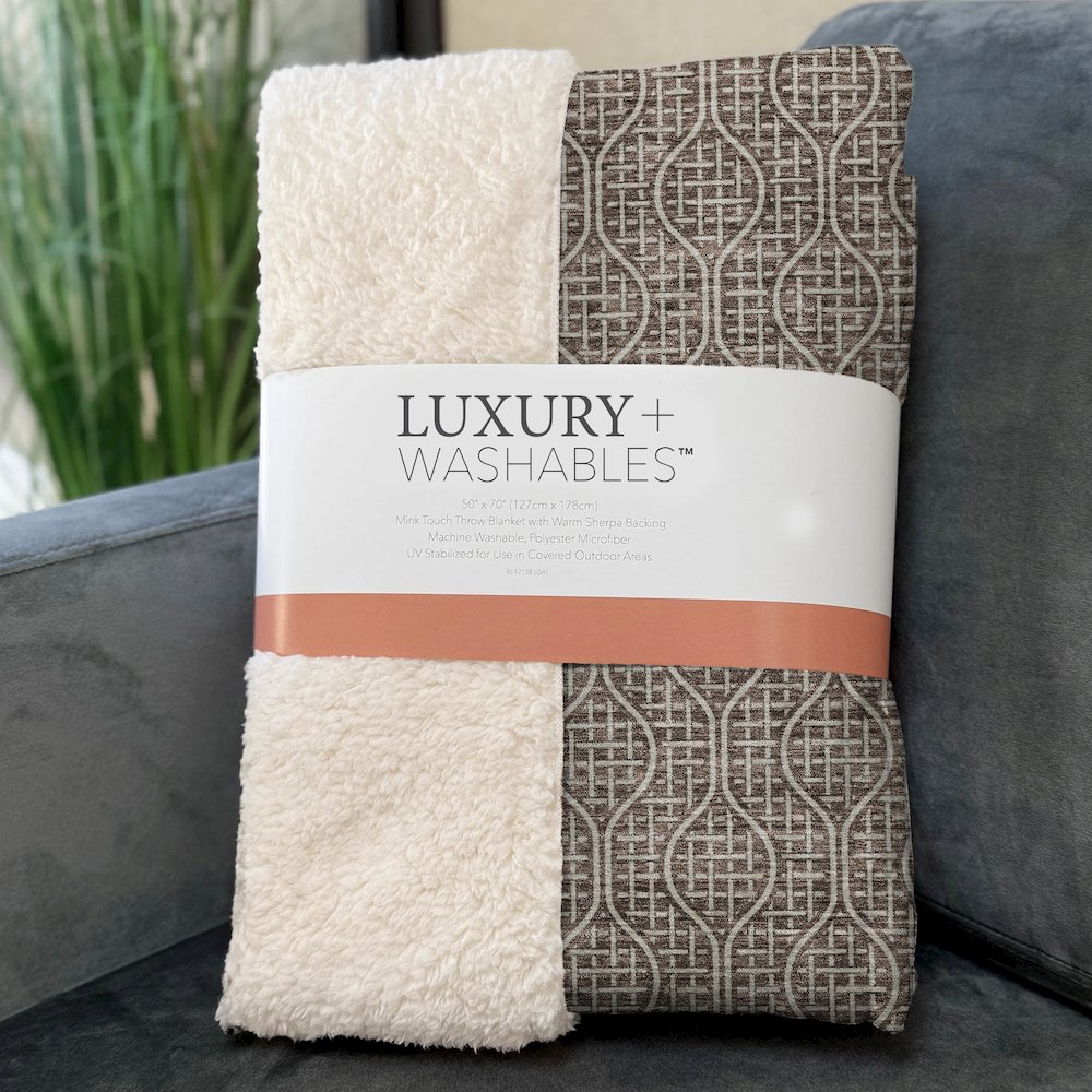 Premium Machine Washable ASB926 Brown 50" x 70" Sherpa Throw Blanket. Picture 3