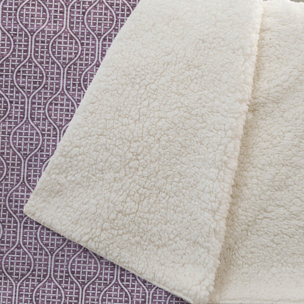 Premium Machine Washable ASB926 Eggplant 50" x 70" Sherpa Throw Blanket. Picture 2