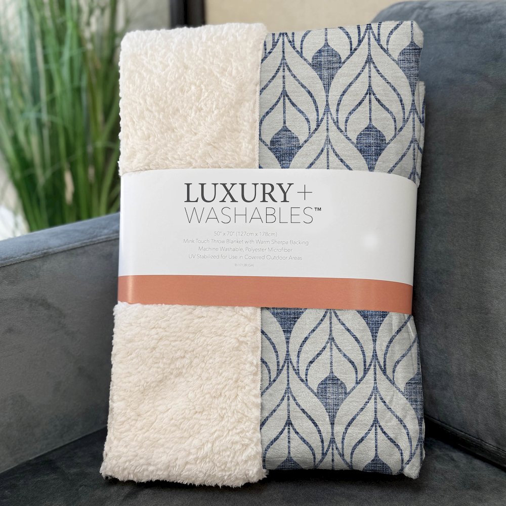 Premium Machine Washable ASB927 Blue 50" x 70" Sherpa Throw Blanket. Picture 3