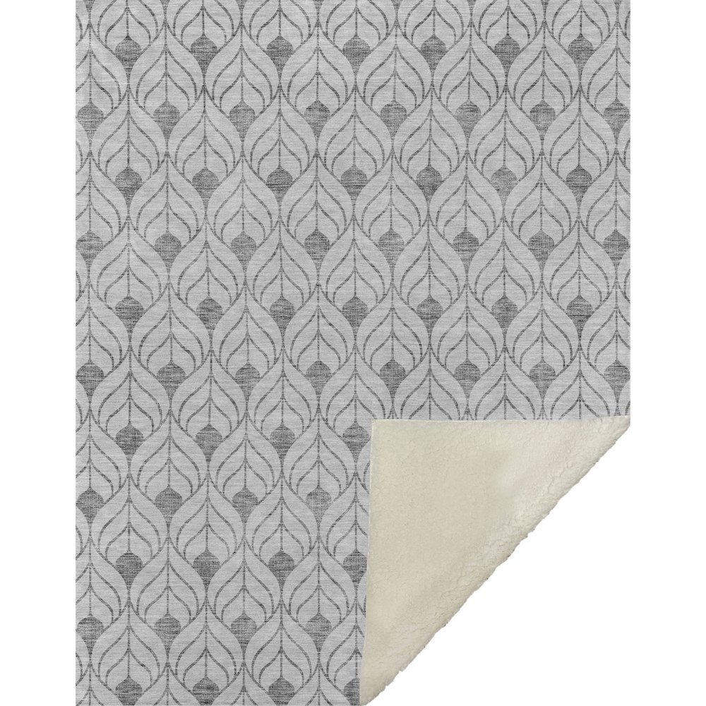 Premium Machine Washable ASB927 Silver 50" x 70" Sherpa Throw Blanket. Picture 1