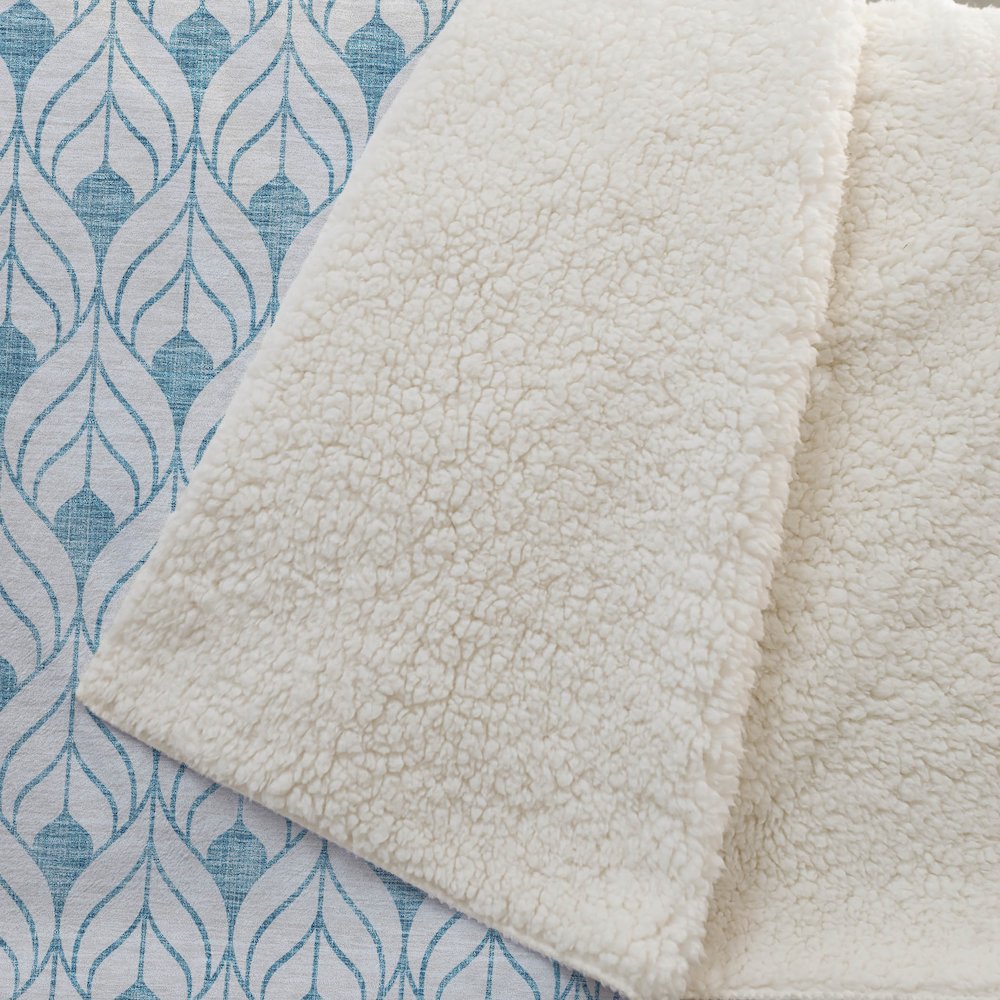Premium Machine Washable ASB927 Teal 50" x 70" Sherpa Throw Blanket. Picture 2