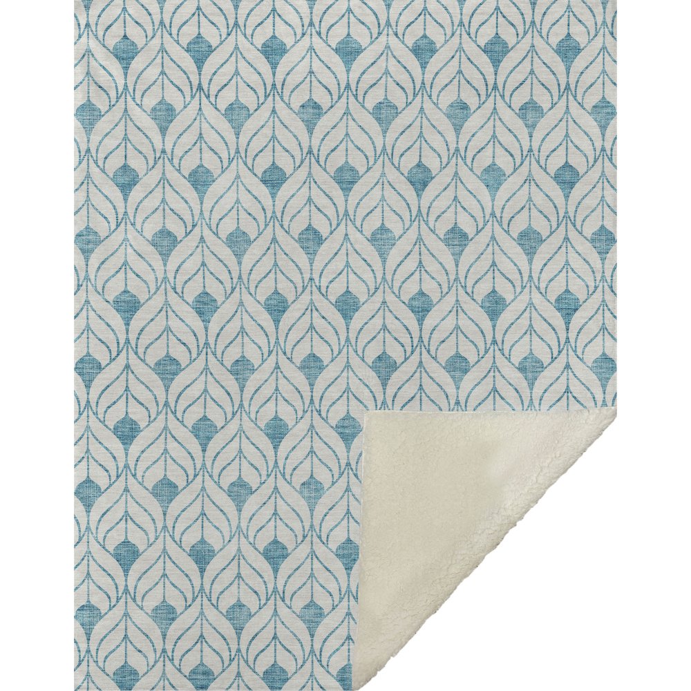 Premium Machine Washable ASB927 Teal 50" x 70" Sherpa Throw Blanket. Picture 1