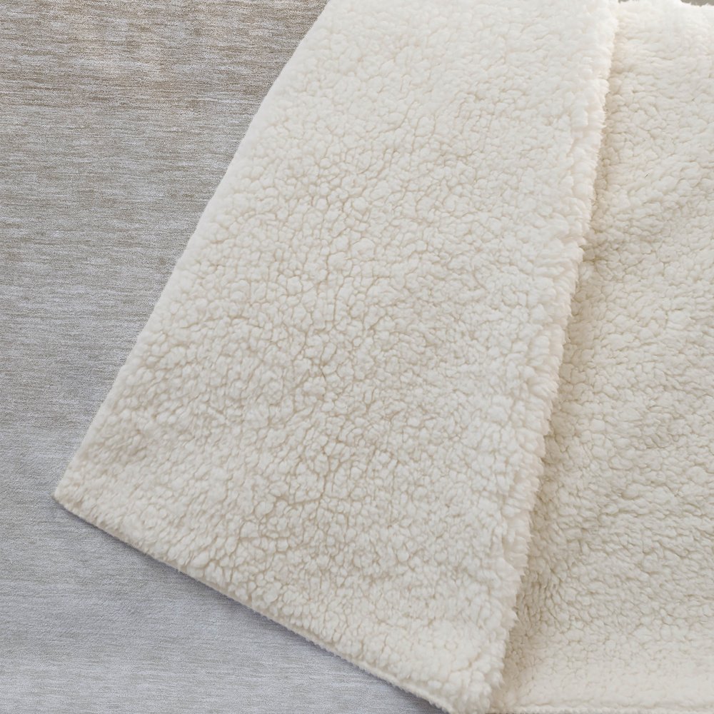 Premium Machine Washable ASB928 Beige 50" x 70" Sherpa Throw Blanket. Picture 2
