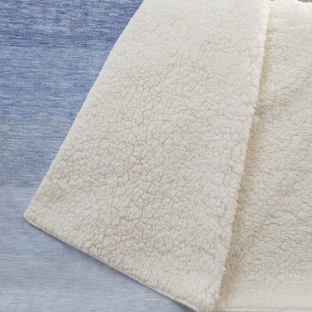 Premium Machine Washable ASB928 Blue 50" x 70" Sherpa Throw Blanket. Picture 2