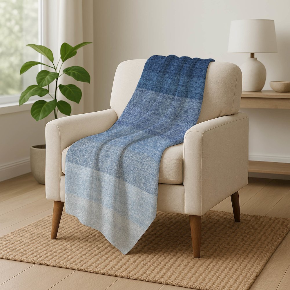 Premium Machine Washable ASB928 Blue 50" x 70" Sherpa Throw Blanket. Picture 5