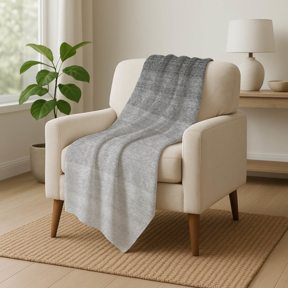 Premium Machine Washable ASB928 Gray 50" x 70" Sherpa Throw Blanket. Picture 5