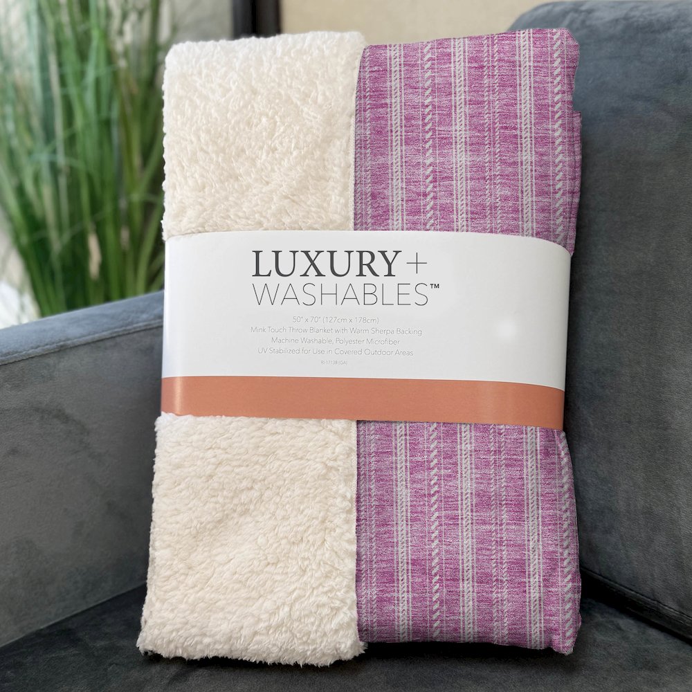 Premium Machine Washable ASB929 Blush 50" x 70" Sherpa Throw Blanket. Picture 3