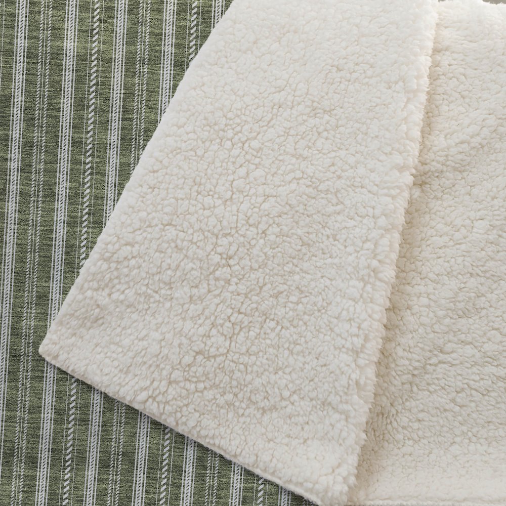 Premium Machine Washable ASB929 Olive 50" x 70" Sherpa Throw Blanket. Picture 2
