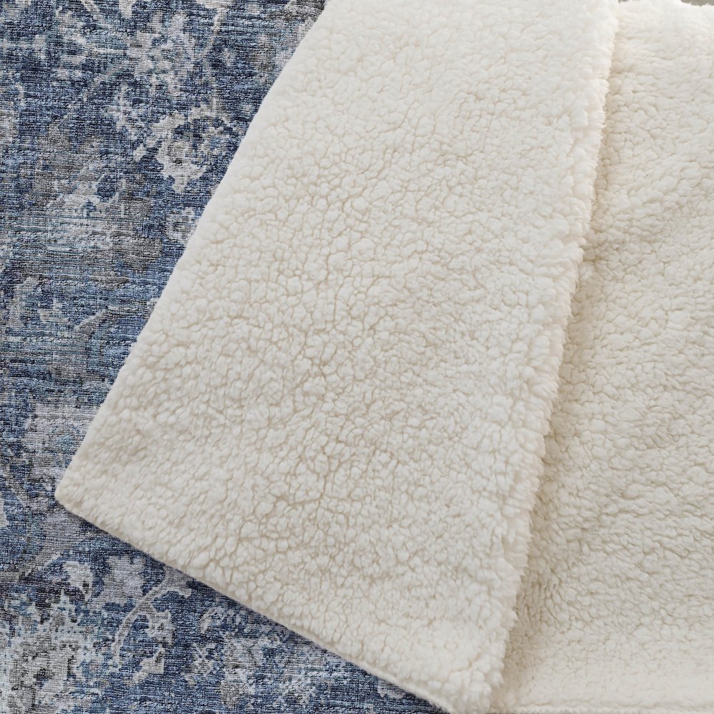 Premium Machine Washable ASB92 Blue 50" x 70" Sherpa Throw Blanket. Picture 2