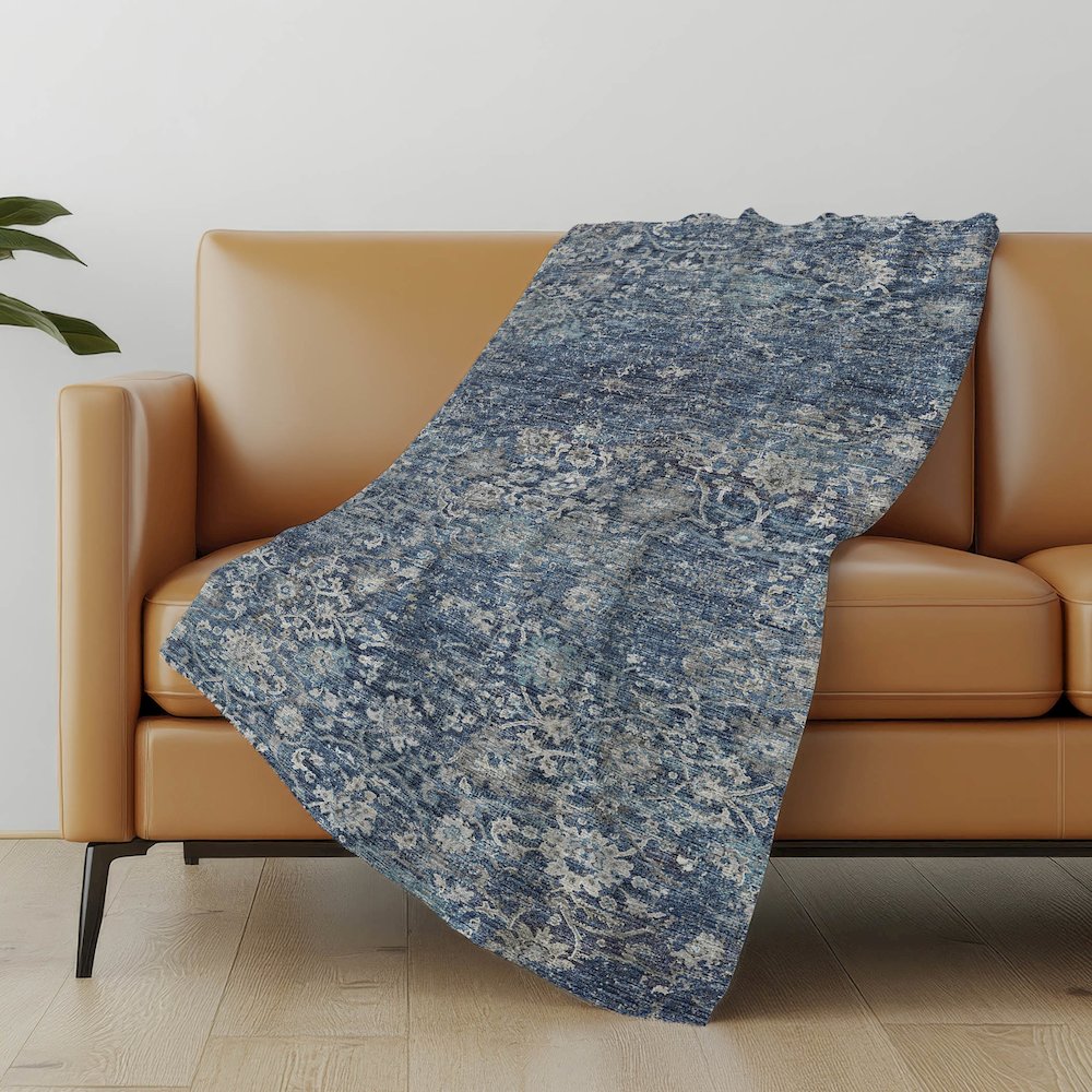 Premium Machine Washable ASB92 Blue 50" x 70" Sherpa Throw Blanket. Picture 4
