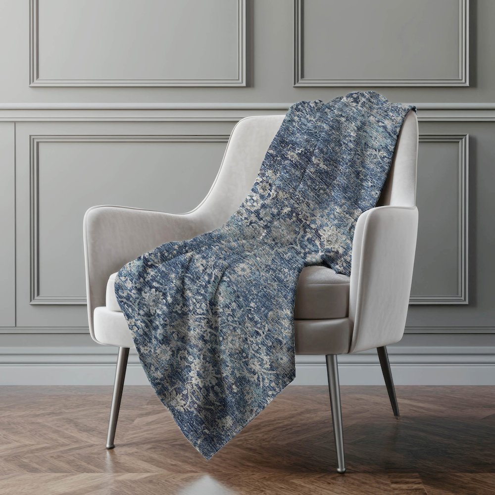 Premium Machine Washable ASB92 Blue 50" x 70" Sherpa Throw Blanket. Picture 5