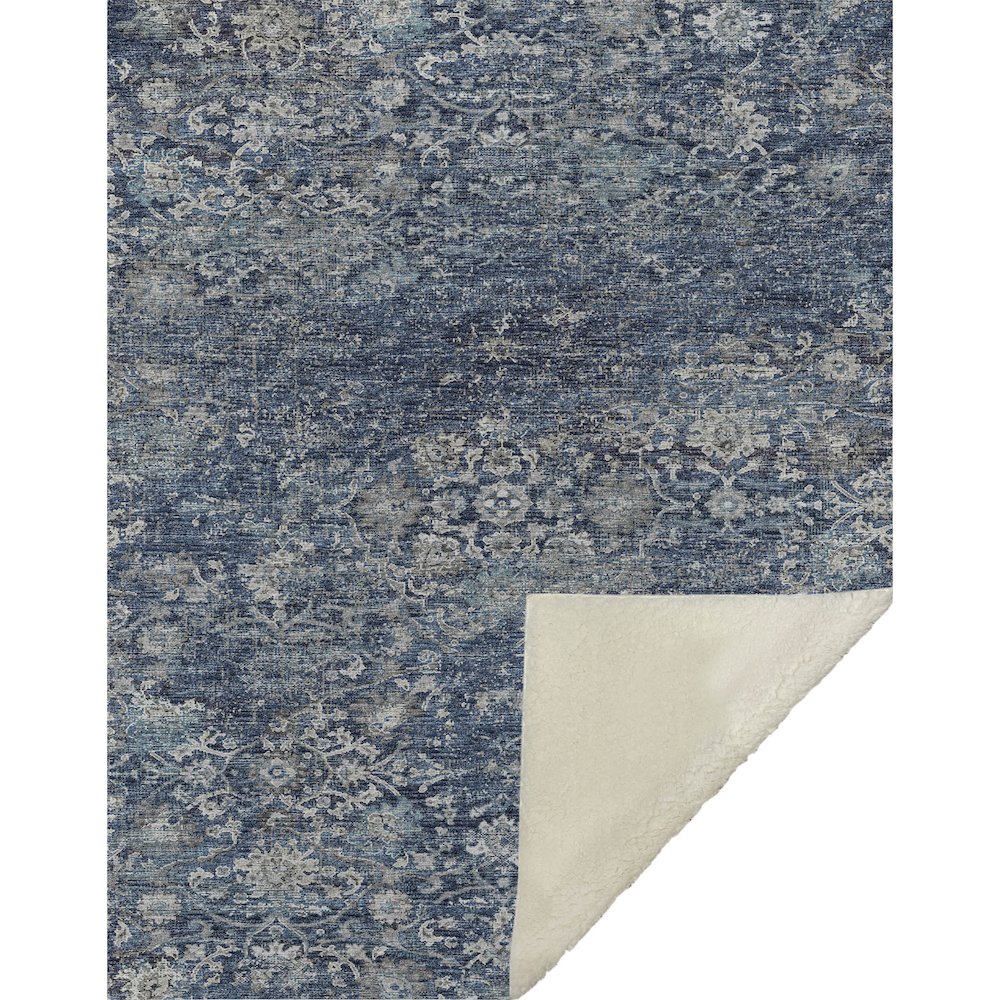 Premium Machine Washable ASB92 Blue 50" x 70" Sherpa Throw Blanket. Picture 1